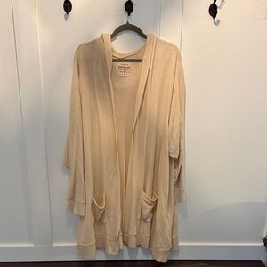 Torrid Size 6 long hooded Cozy Open-Front Cream Women’s Cardigan Sweater